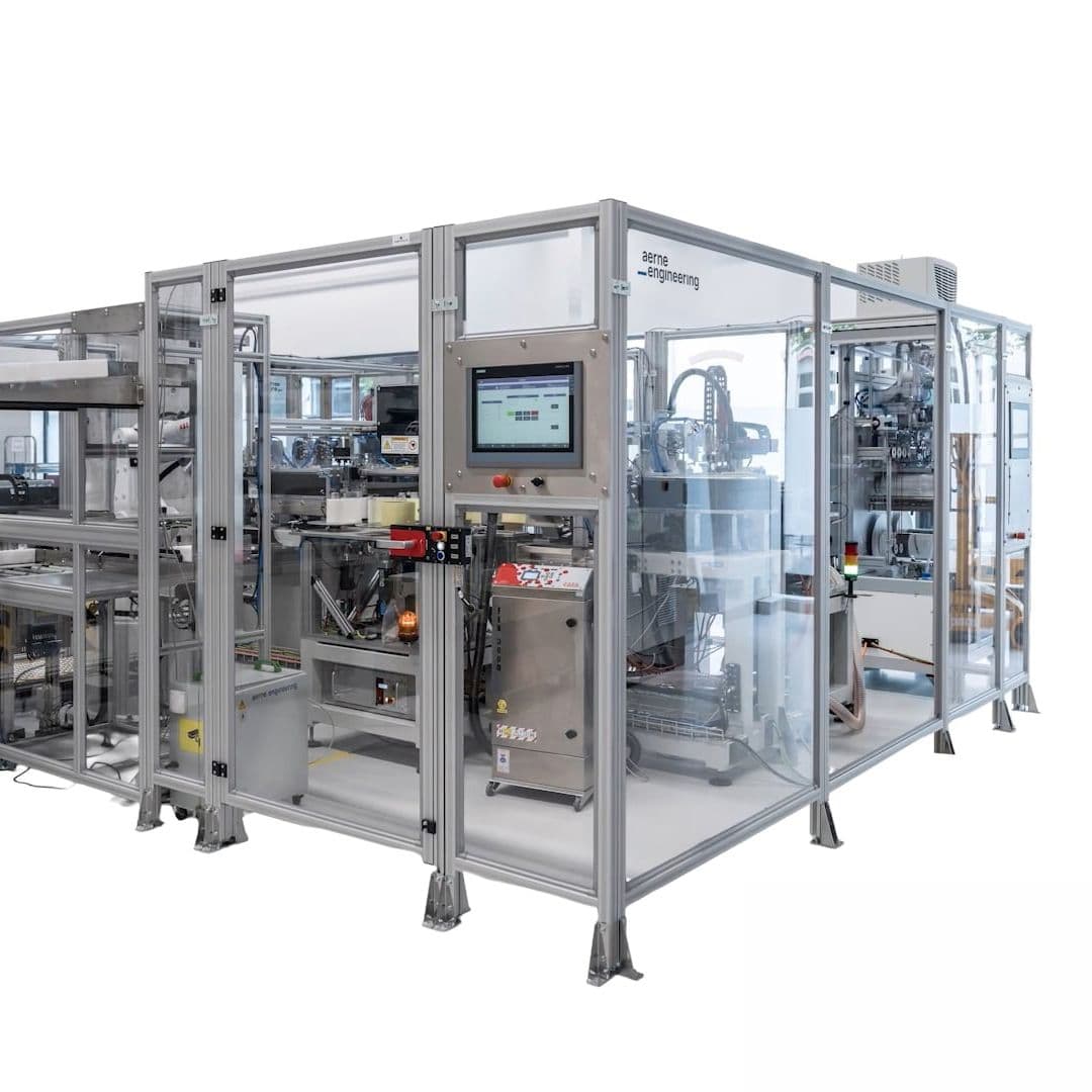 Automatisierte Montageanlage zur Fertigung und Handhabung eines Battery Cell Stacks.
